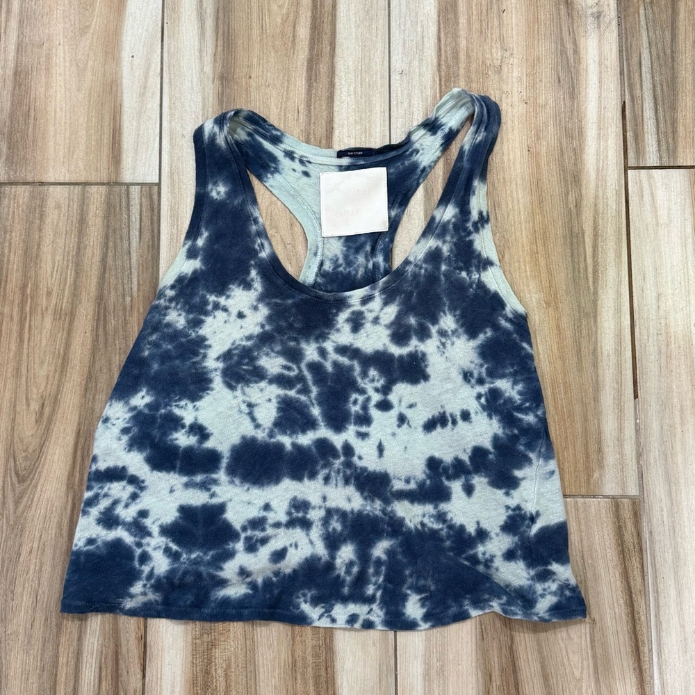 MOTHER Navy and White Tie-Dye Tank Top